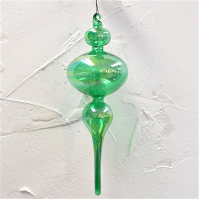 Iridescent Glass Finial Ornament - Green - 13.5"