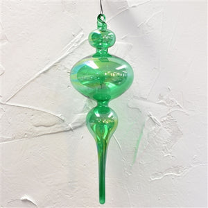 Iridescent Glass Finial Ornament - Green - 13.5"