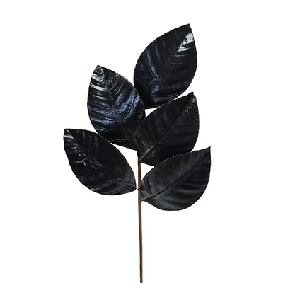 Wired Metallic Magnolia Leaf Spray - 18.25