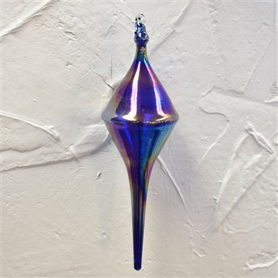 Iridescent Glass Onion Finial Ornament - Blue - 9
