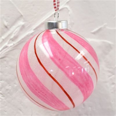 Twisted Peppermint Sparkle Glass Ball Ornament - 3