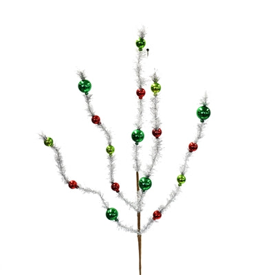 Happy Christmas Tinsel Ball Spray - 33"