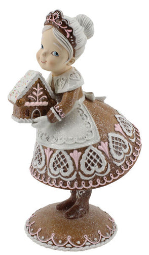 December Diamonds Gingerbread Mrs Claus with Candy House Pink