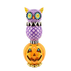 Purple Owl On Pumpkin - 20"
