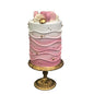 December Diamonds Pink Cake w/Macaron on Gold Pedestal - 20"