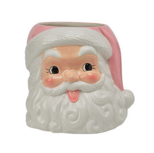 Pink Santa Head Planter - 9"