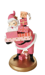 Retro Pink Santa with Gifts - 14.5"