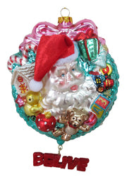 December Diamonds Santa in Wreath Ornament