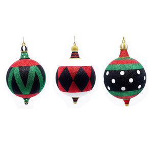 NuttyCracker Glittered Ball Ornament - Set of 3