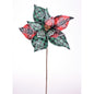 Frosted Check Poinsettia Stem - 11"