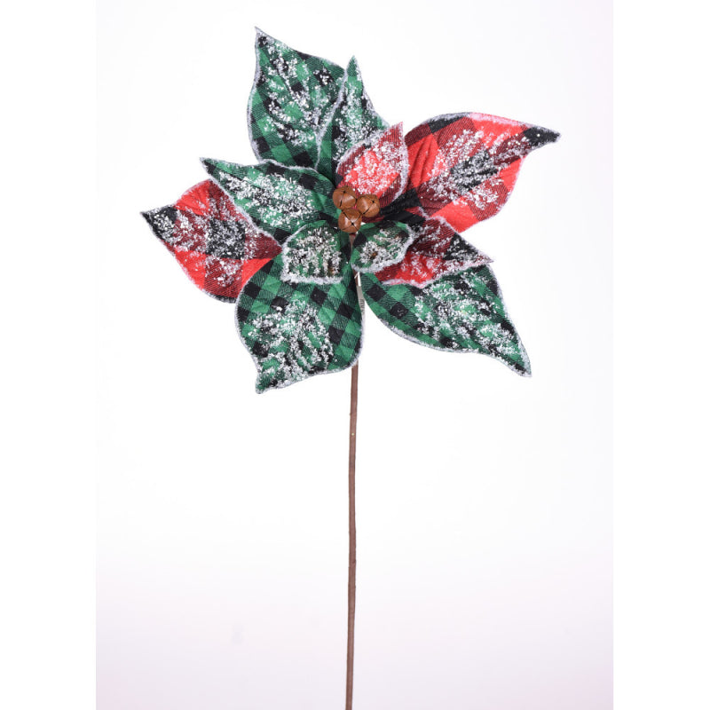 Frosted Check Poinsettia Stem - 11