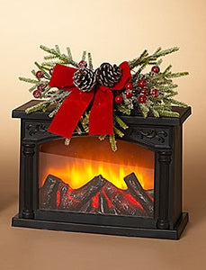 Fire Glow Lighted Fireplace with Pine Accent - 10.8"