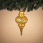 Electric Lighted Gold PVC Finial w/ 10 UL Clear Lights, Indoor/Outdoor -10.25"