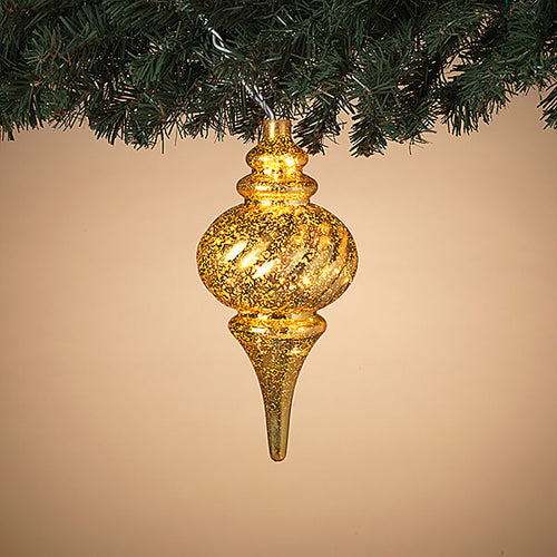Electric Lighted Gold PVC Finial w/ 10 UL Clear Lights, Indoor/Outdoor -10.25