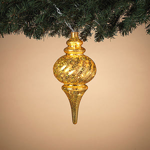 Electric Lighted Gold PVC Finial w/ 10 UL Clear Lights, Indoor/Outdoor -10.25"