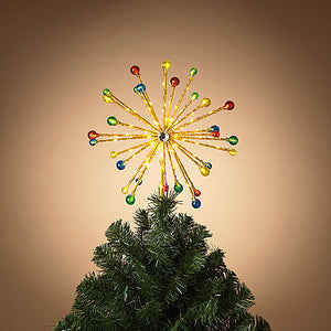 Electric Lighted Tree Topper w/ 112 LED Warm White Lights -9.5"