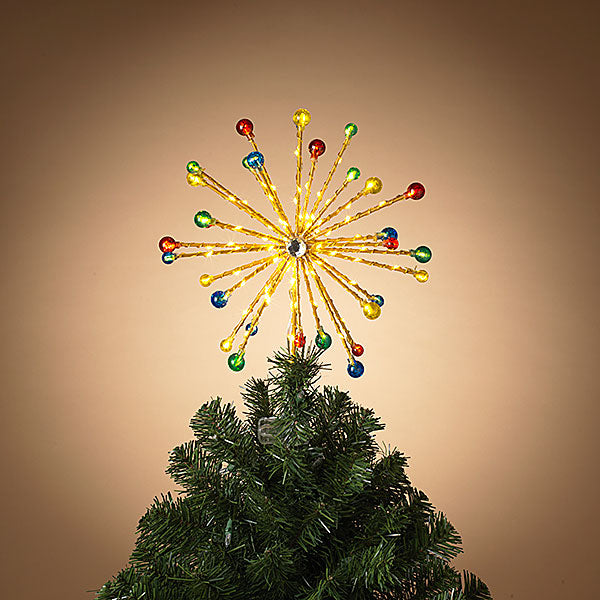 Electric Lighted Tree Topper w/ 112 LED Warm White Lights -9.5