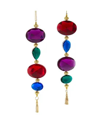 Jewel Stone Dangle Ornament - Set of 2 - 7"