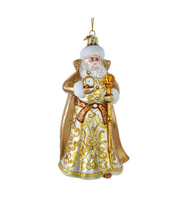 Bellissimo Elegant Glass Gold Santa Ornament