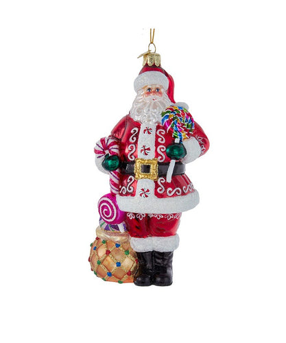 Bellissimo Glass Santa Candy With Candy Ornament