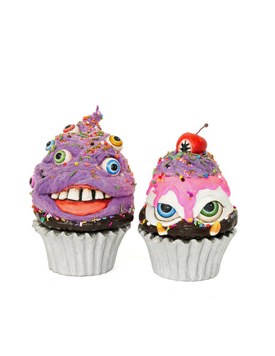 Katherine's Collection Disturbing Delights Creepy Cupcakes Ned Nibbles and Cherry Jerry set of 2