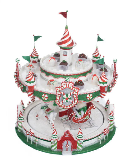 Katherine's Collection Peppermint Palace Carousel Cupcake Server