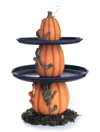 Three Wise Pumpkins Tiered Tray