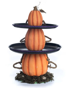 Three Wise Pumpkins Tiered Tray