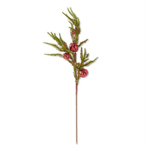 Red Sequin and Bell Pine Stem - 29"