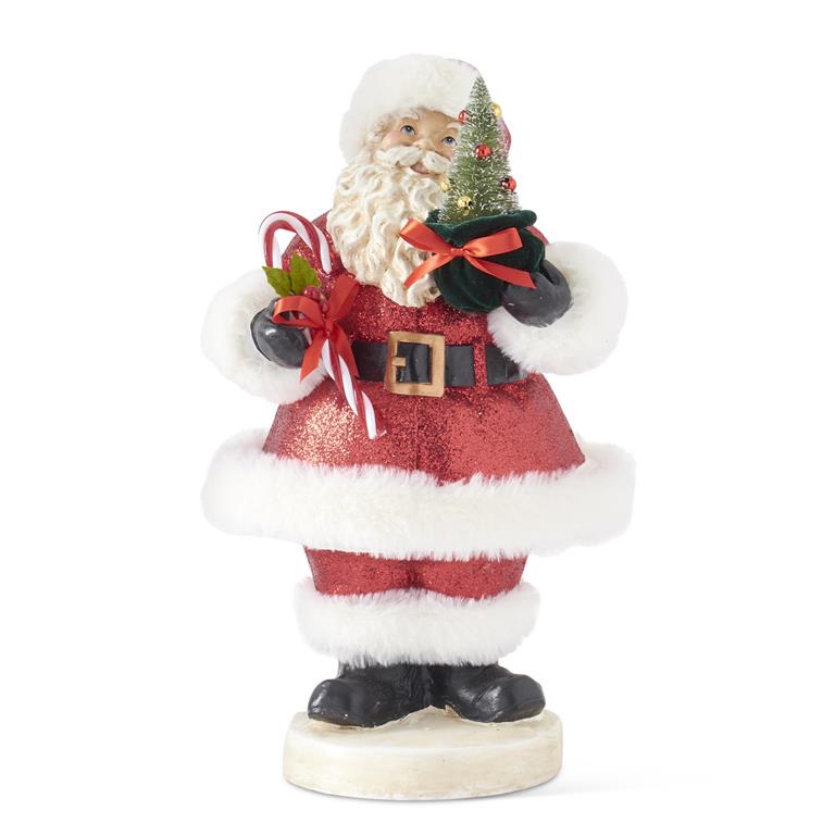 Vintage Santa with Red Glitter Coat - 14.75"