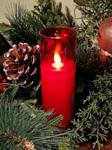 Red Glass Flameless Pillar Candle - 2" x 5"