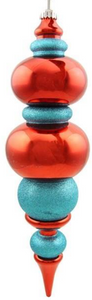 Red and Ice Blue Glitter and Shiny Finial - 20"