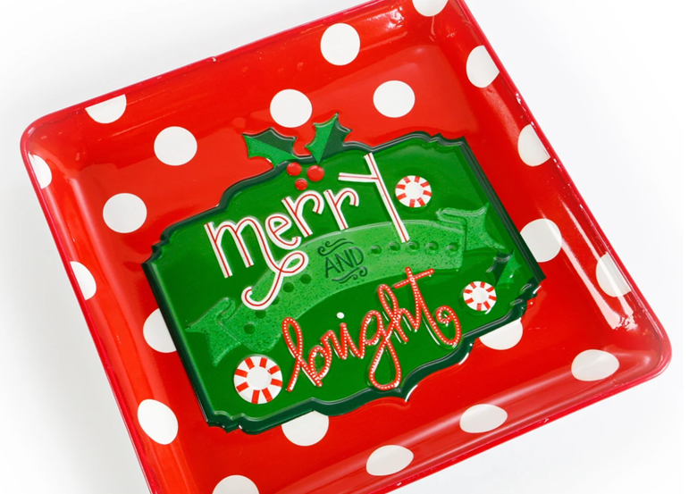 Merry and Bright Polka Dot Platter
