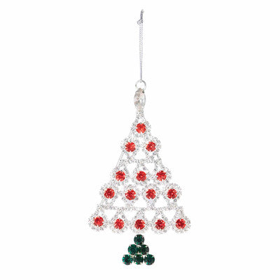 Rhinestone and Gem Holiday Tree Ornament - 4.5