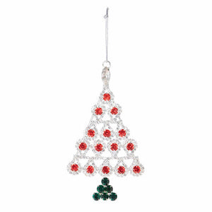 Rhinestone and Gem Holiday Tree Ornament - 4.5"