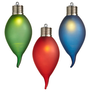 Lighted Kismet Bulb Glass Ornament - Set of 3 - 5.25"