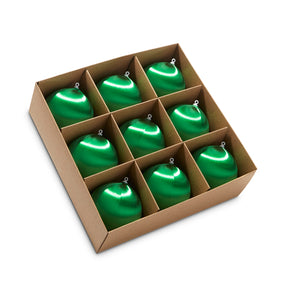 Box of Green Satin Ball Ornaments - 3"