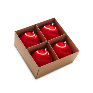Box of Red Satin Ball Ornaments - 4"