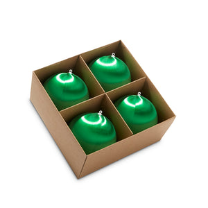 Box of Green Satin Ball Ornaments - 4"
