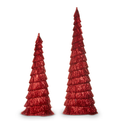 Red Tinsel Trees - Set of 2 - 24