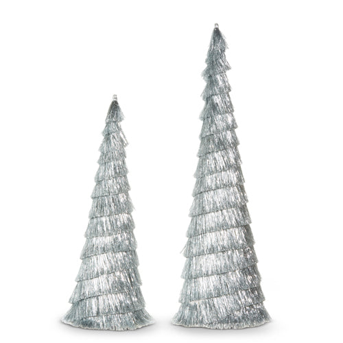 Silver Tinsel Trees - Set of 2 - 24