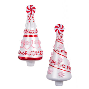 Beaded Glass Peppermint Tree Ornament - Set of 2 - 6"