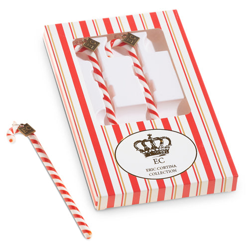 Boxed Glass Peppermint Candy Cane Ornament - 7