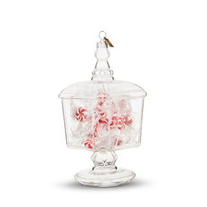 Glass Peppermint Candy Jar Ornament - 6.5"