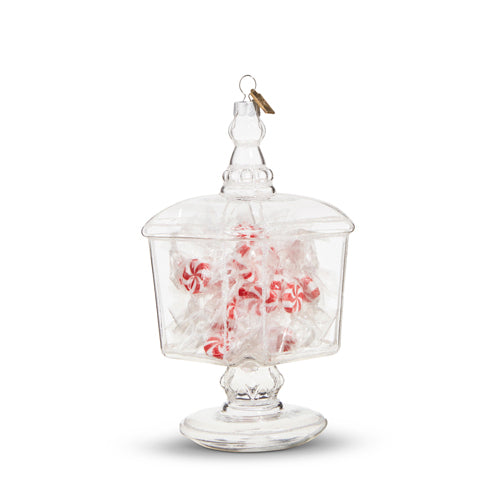 Glass Peppermint Candy Jar Ornament - 6.5