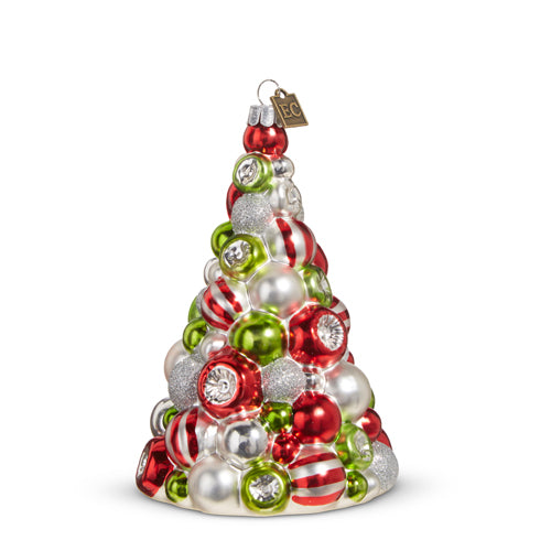 Red/White/Green Reflector Tree Ornament - 5.5