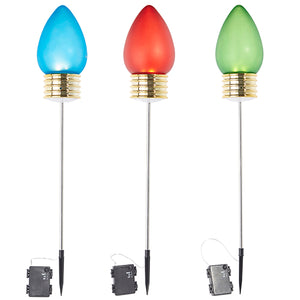 Lighted Frosted Christmas Light Pick - Set of 3 - 29"