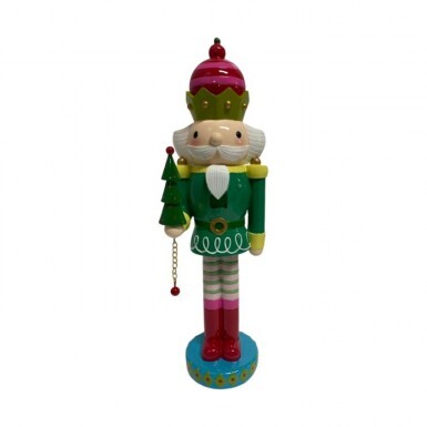 Resin Nutcracker with Tree - 16.5