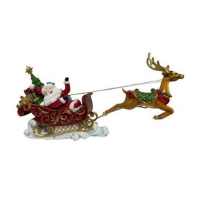 Resin Santa with Flying Deer - 16"