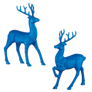 Blue Glittered Deer - Set of 2 - 13"